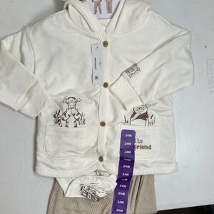 NWT Carter’s Toddler Winnie The Pooh Cream 3 Piece Set Jacket Bodysuit Pants 24M